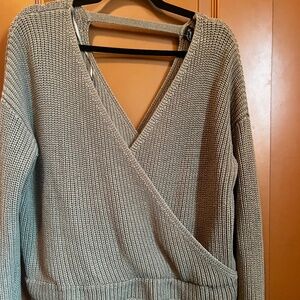 Sage Criss Cross Cropped Sweater